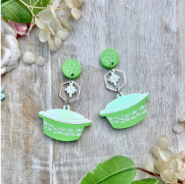 PolyPaige : Pyrex Mini Brooch & Earring Set