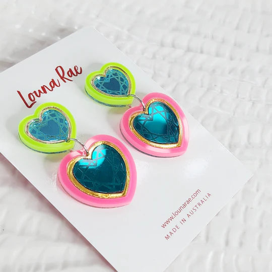 Louna Rae : Heart Diamond Dangle Earrings