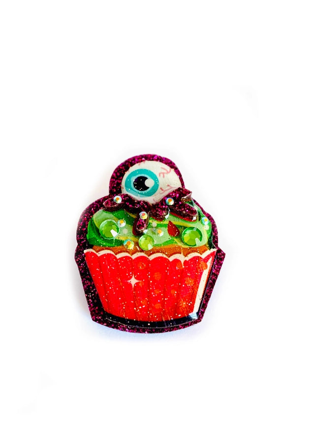 Rosie Rose Parker :  Halloween : Horror Eyeball Cupcake Brooch [PRE-ORDER]