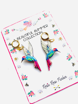 Rosie Rose Parker : Hummingbird Earrings Huggie Hoops