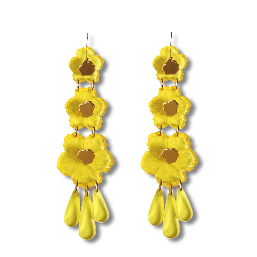 Bobbi Frances : Daintree 2: Hibiscus Drops Dangle Earrings