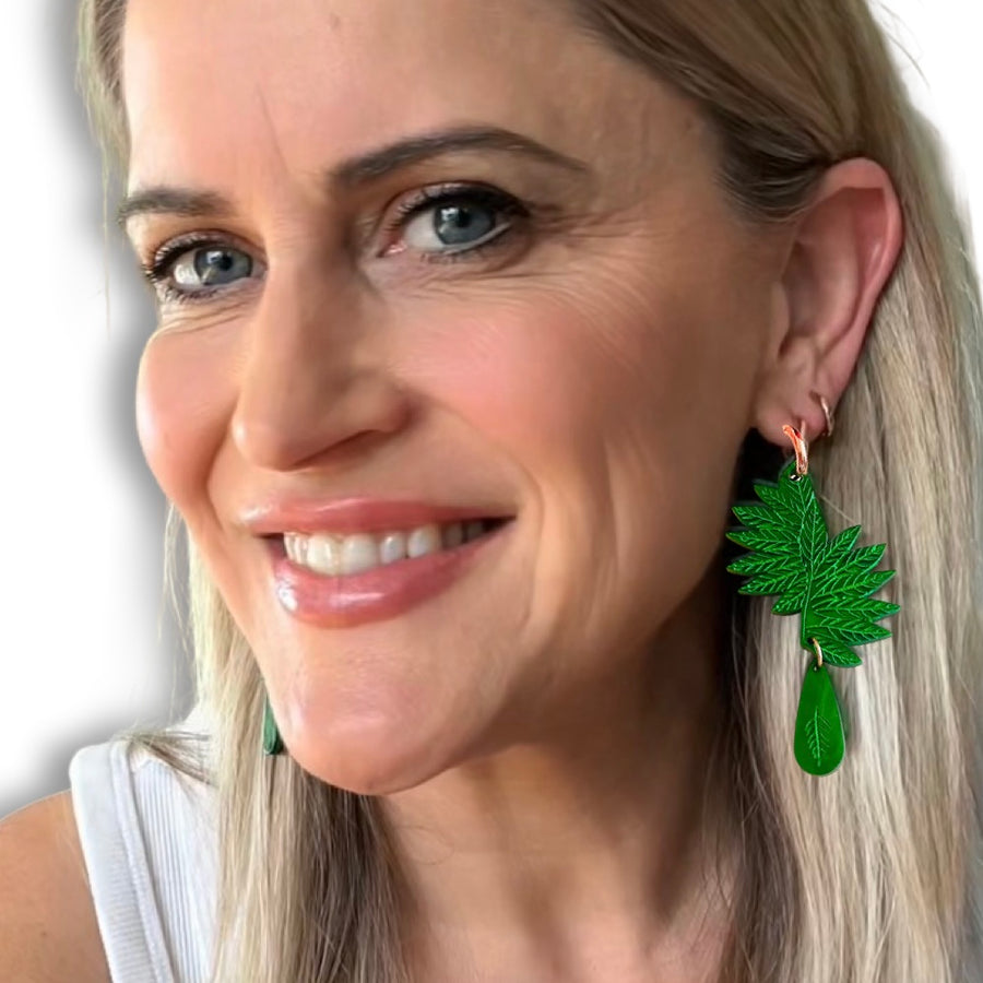 Bobbi Frances : Daintree 2: Green Fern Dangle Earrings