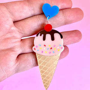 Birdie Bananas : Ice Cream Earrings with Hearts