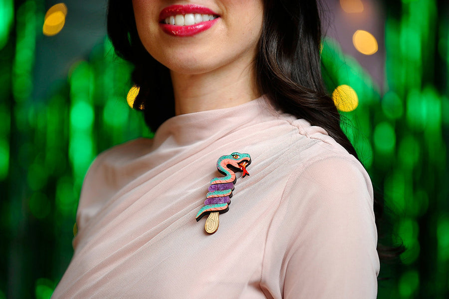 LaliBlue : Cursed Carnival : Ice Cream Snake Brooch