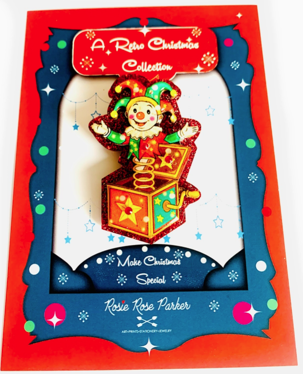 Rosie Rose Parker : Jack in the box Christmas brooch