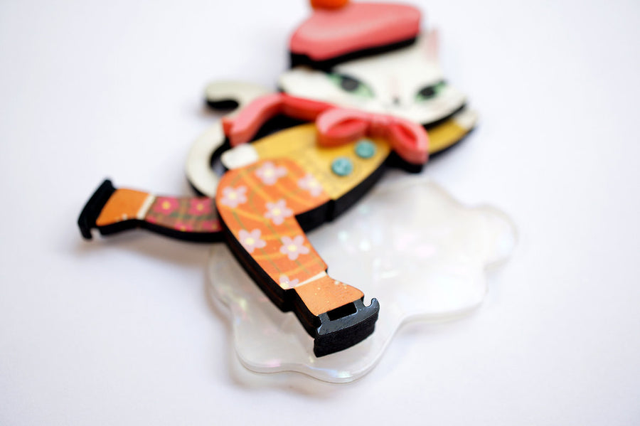 LaliBlue : Christmas : Kitten skating on ice Brooch