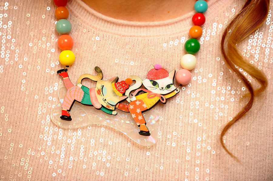 Laliblue : Christmas : Kittens kicking on ice necklace