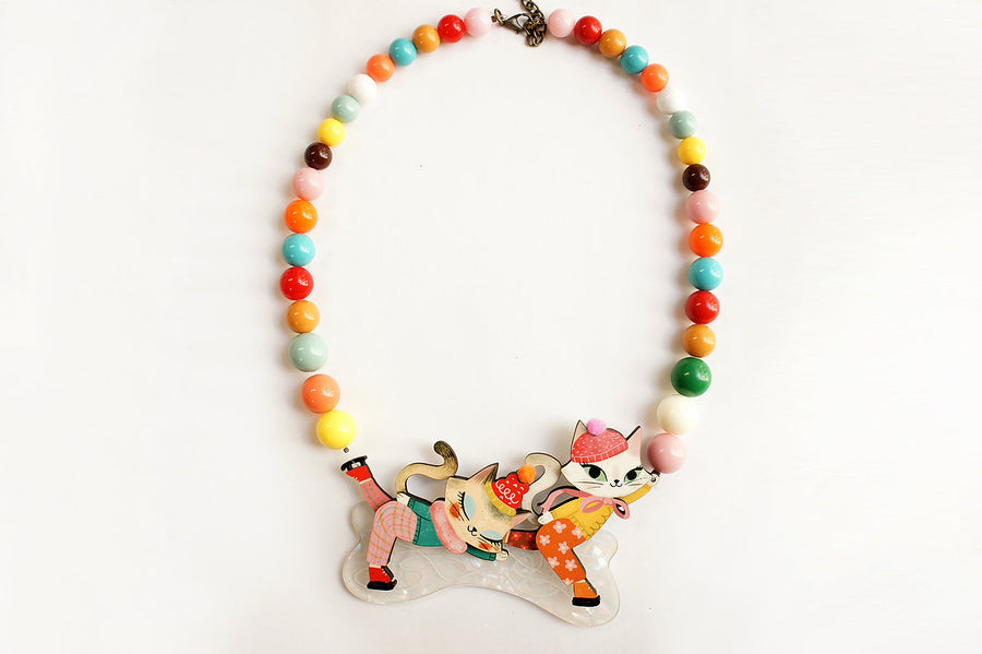 Laliblue : Christmas : Kittens kicking on ice necklace
