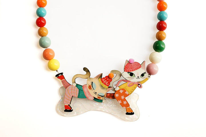 Laliblue : Christmas : Kittens kicking on ice necklace
