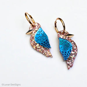 Lunar Deesigns : Kurt the Kookaburra - Rose Gold Sparkle - Hoops