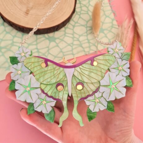 Cherryloco : Luna Moth and Moonflower Statement Necklace [PRE-ORDER]