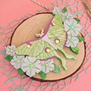 Cherryloco : Luna Moth and Moonflower Statement Necklace [PRE-ORDER]