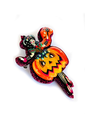 Rosie Rose Parker :  Halloween : Magical Fairy Pumpkin Girl Brooch [PRE-ORDER]