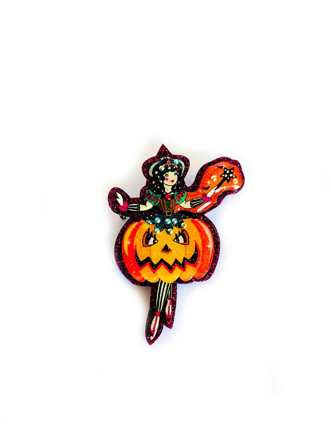 Rosie Rose Parker :  Halloween : Magical Fairy Pumpkin Girl Brooch [PRE-ORDER]