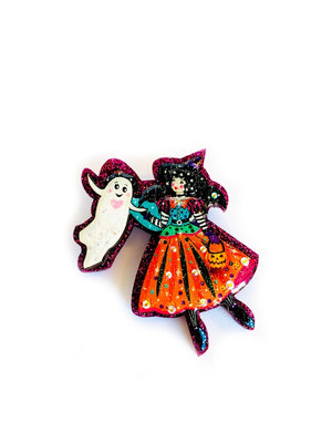 Rosie Rose Parker :  Halloween : Meggie and the friendly Ghost Brooch [PRE-ORDER]