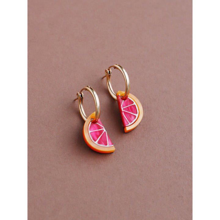 Wolf & Moon : Mini Grapefruit Slice Hoop Earrings