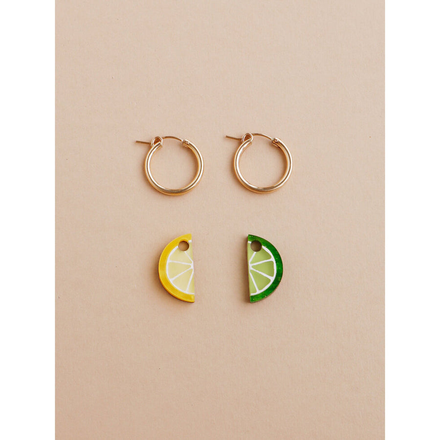 Wolf & Moon : Mini Lemon & Lime Slice Hoop Earrings
