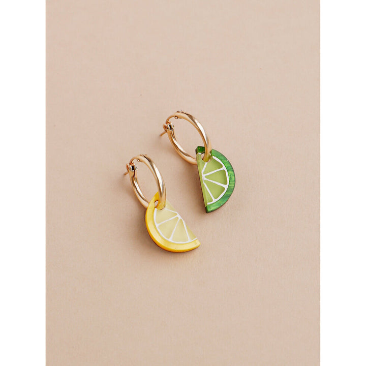 Wolf & Moon : Mini Lemon & Lime Slice Hoop Earrings