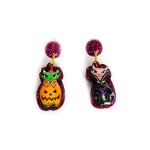 Rosie Rose Parker :  Halloween : Miss Matched Earrings - Vampier kitty and Pumpkin kitty [PRE-ORDER]