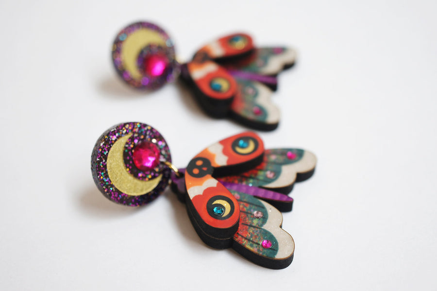 LaliBlue : Cursed Carnival : Moth Earrings