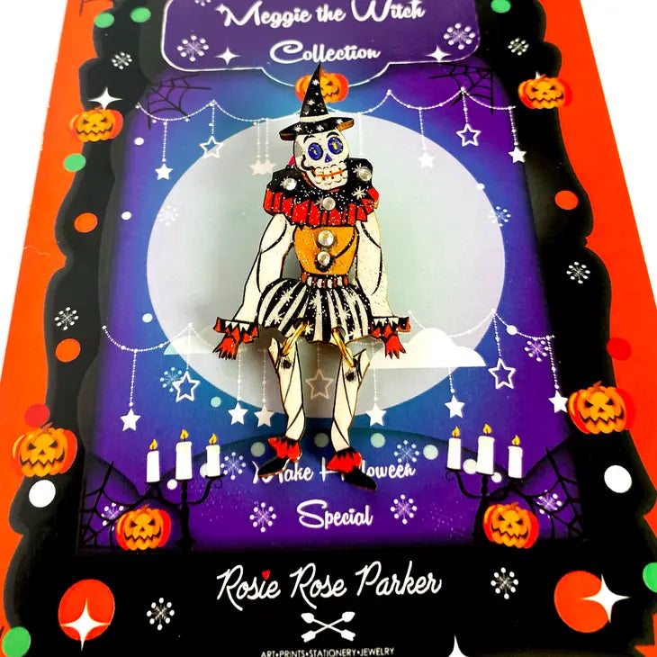 Rosie Rose Parker : Meggie the Witch : Mr Skeleton Halloween Dangle Legs Brooch [PRE-ORDER]