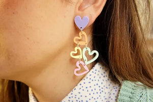 LaliBlue : Valentines : Multicolor Hearts Earrings [PRE-ORDER]
