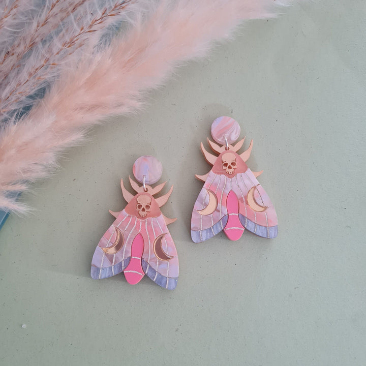 Cherryloco : Mystic Moon Moth Earrings - Coral Sunset [PRE-ORDER]