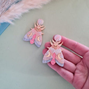 Cherryloco : Mystic Moon Moth Earrings - Coral Sunset [PRE-ORDER]