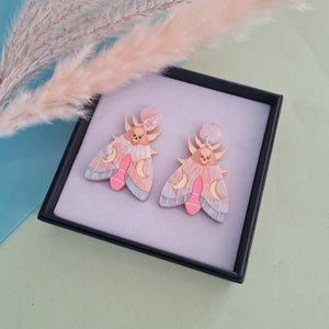 Cherryloco : Mystic Moon Moth Earrings - Coral Sunset [PRE-ORDER]