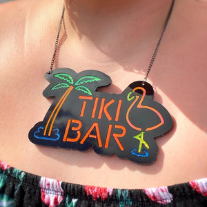 Leopard Print Bee : Neon Tiki Bar Sign Necklace