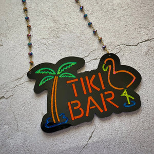 Leopard Print Bee : Neon Tiki Bar Sign Necklace