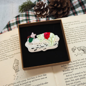 Dolly Dimple Design :  Pooh and Piglet in the Snow Brooch [PRE-ORDER]