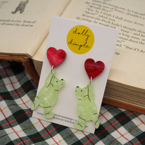 Dolly Dimple Design : Winnie the Pooh Earrings - Marble Red Hearts [PRE-ORDER]