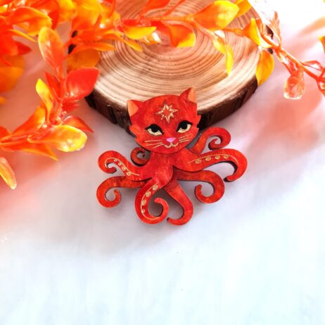 Cherryloco : Octopuss Cat Brooch or Necklace [PRE-ORDER]