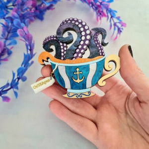 Cherryloco : Octopus Teacup Brooch or Necklace