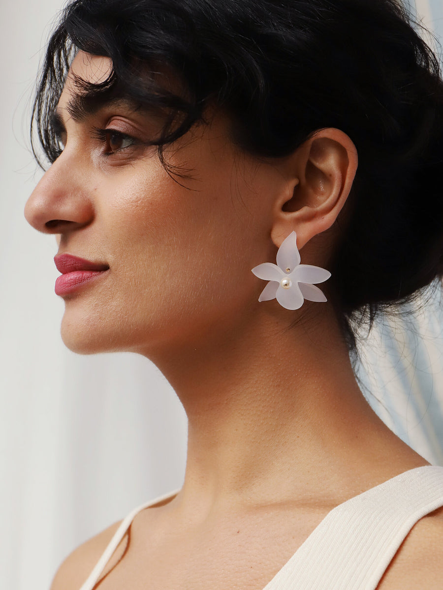 Wolf & Moon : Orchid Earrings in Frost