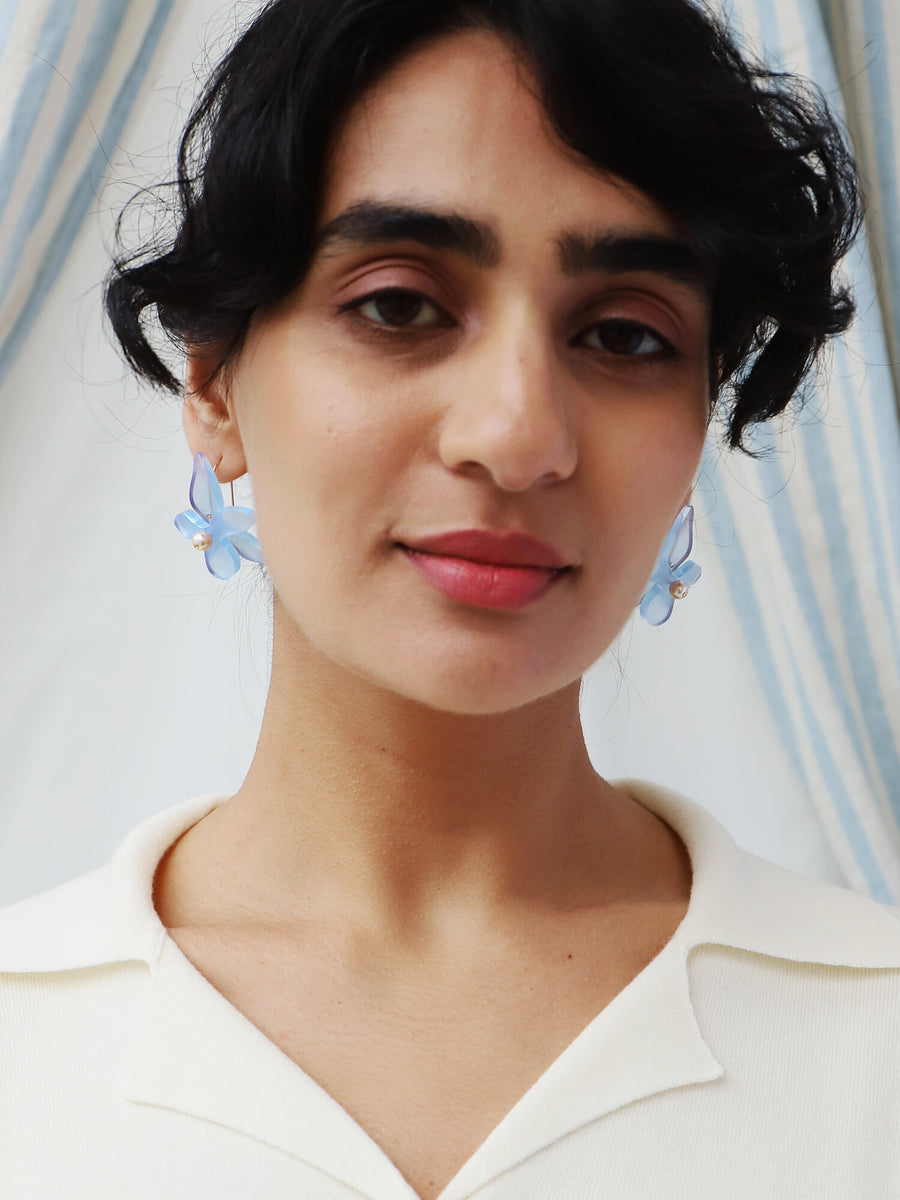 Wolf & Moon : Orchid Earrings in Pale Blue