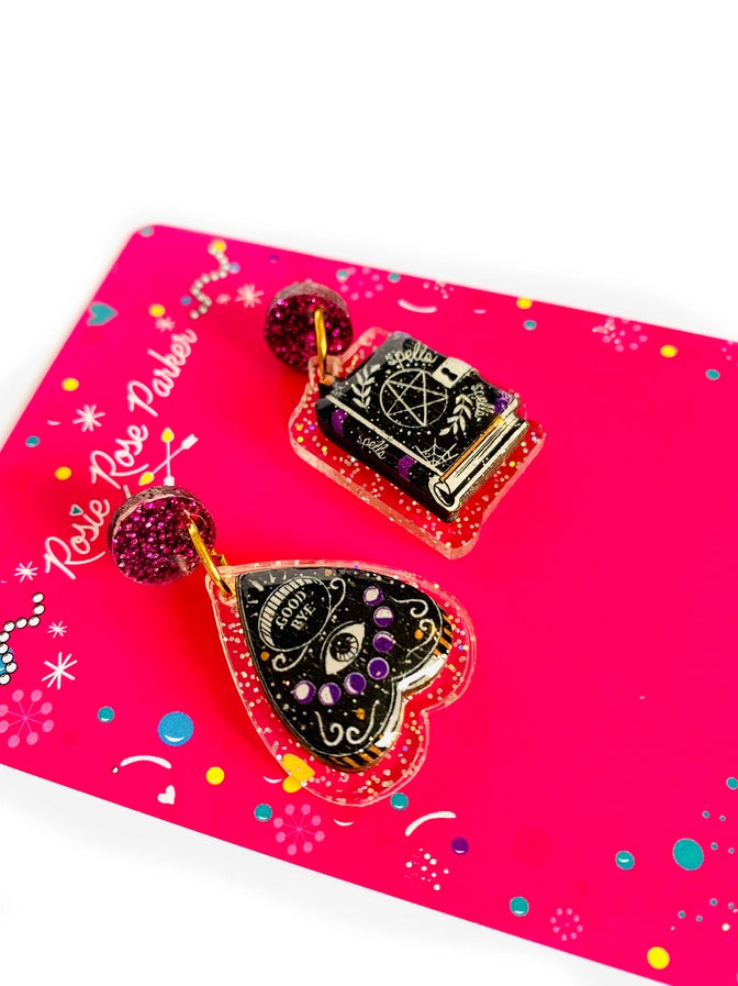 Rosie Rose Parker :  Halloween : Ouija Board Plancette and Witches Book Earrings [PRE-ORDER]