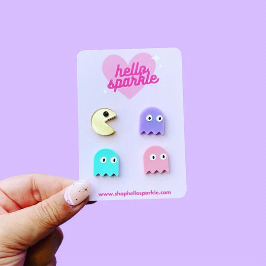 Hello Sparkle : Pac Man Stud Earrings