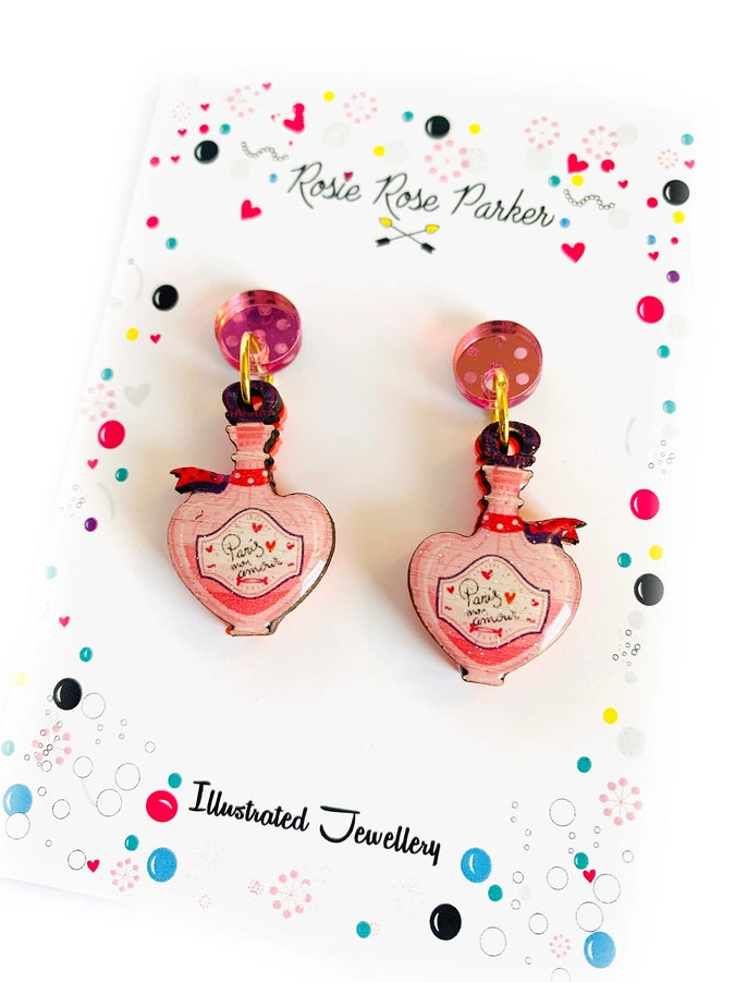 Rosie Rose Parker : Paris Mon Amour Perfumer Bottle Earrings [PRE-ORDER]