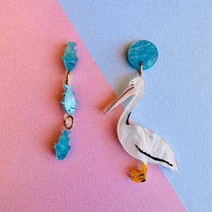 Mox & Co : Pelican with Fish Dangle Earrings