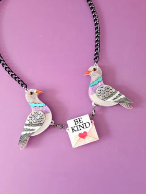 Cherryloco : Pigeon friends duo charm necklace