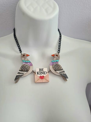 Cherryloco : Pigeon friends duo charm necklace