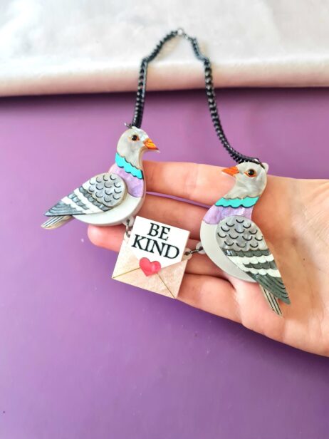 Cherryloco : Pigeon friends duo charm necklace