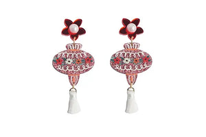 LaliBlue :  Christmas : Pink Christmas Ball Earrings [PRE-ORDER]