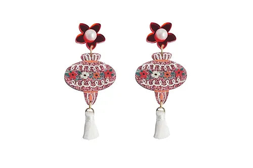 LaliBlue :  Christmas : Pink Christmas Ball Earrings [PRE-ORDER]