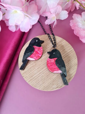 Cherryloco : Pink Robin Pin Brooch