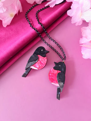 Cherryloco : Pink Robin Pin Brooch