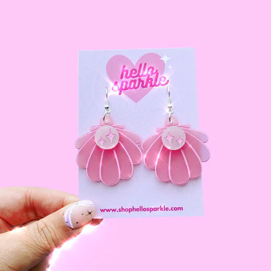 Hello Sparkle : Pink Shell Earrings