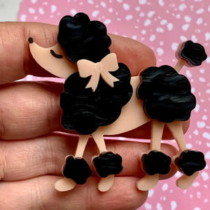 Birdie Bananas : Pink and Black French Poodle Brooch